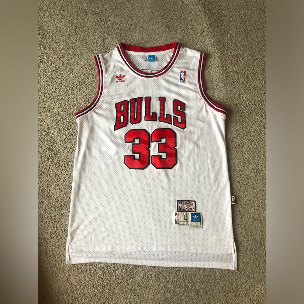 Vintage 90s Adidas Scottie Pippen Chicago Bulls Hardwood Classics Jersey Size L